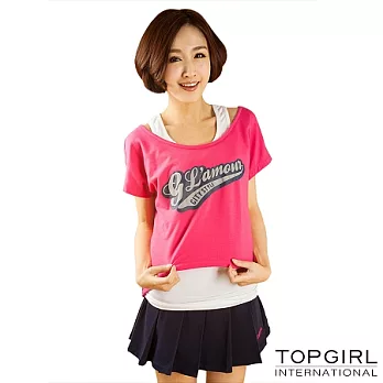 【TOP GIRL】兩件式短袖上衣-女(俏麗桃)S俏麗桃