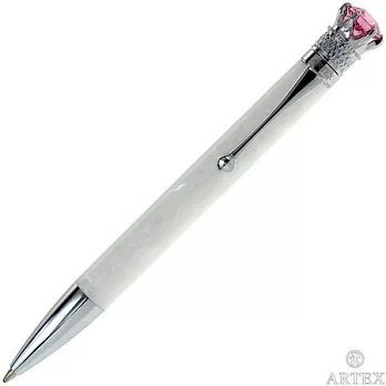 ARTEX 皇家禮讚 粉鋯石 白賽璐筆身 原子筆