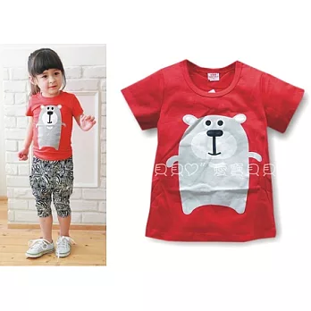 胖胖熊上衣 印花上衣 春夏 短袖 T恤 綿T 舒適 百搭(紅色小熊)90紅色小熊