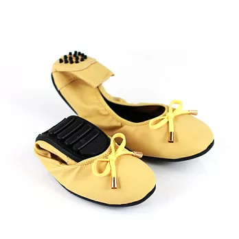 ◤Green Phoenix◥可攜式彎底素面娃娃鞋23.5黃色