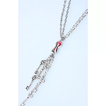 【DISNEY COUTURE】美國珠寶大師 Tom Binns 聯名系列~魔鏡夢遊玫瑰花鑰匙多墜銀色長項鍊