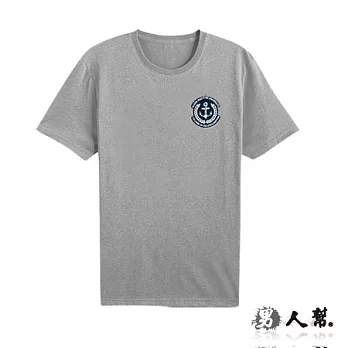 MIT台灣製 附禮盒【男人幫】T0961*MIT 台灣製 純棉【海軍徽章拼接短袖T恤】情侶裝灰色2S號