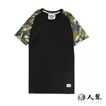 【男人幫】T0983*MIT 台灣製造【色彩拚接迷彩野戰風格短袖T恤】絕對M.I.T愛歹丸黑咖啡色 S號
