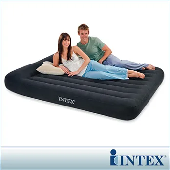 INTEX《舒適型》雙人加大植絨充氣床墊(寬152cm)-有頭枕