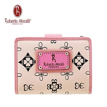 義大利《Roberto Mocali》櫻花粉12卡中翻頁短夾(RM-36201)