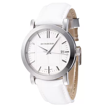 【BURBERRY】英國倫敦精品-白色休閒時尚石英男錶-BU1380