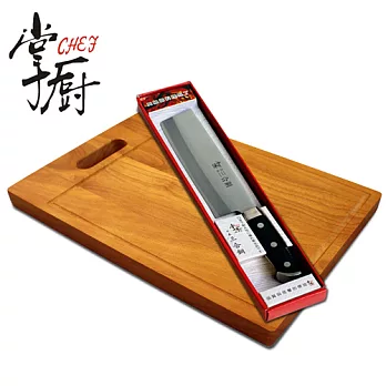 ★母親節限量超值組★《掌廚》三合鋼料理刀具推薦組(薄刃刀+橡木砧板)