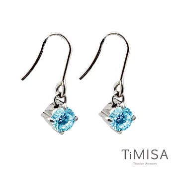 TiMISA《純淨光芒》純鈦耳環一對-清新藍清新藍