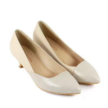 ◤Green Phoenix◥簡約優雅復古素面尖頭中低跟鞋5.5米色