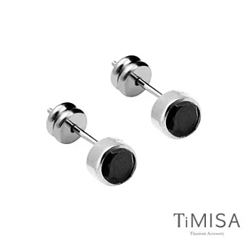 TiMISA《極簡晶鑽》(黑色)純鈦耳針一對