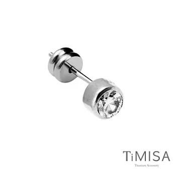 TiMISA《極簡晶鑽》(白色)純鈦耳針一只