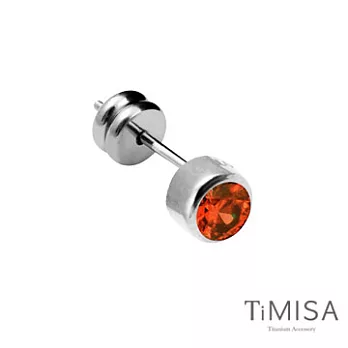 TiMISA《極簡晶鑽》(石榴色)純鈦耳針一只