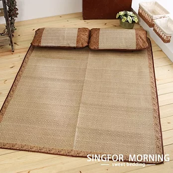 【幸福晨光】特級手工花藤涼蓆-雙人3件組