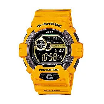 G-SHOCK 五光十色的燦爛超限量運動時尚液晶腕錶-黃色-GLS-8900-9
