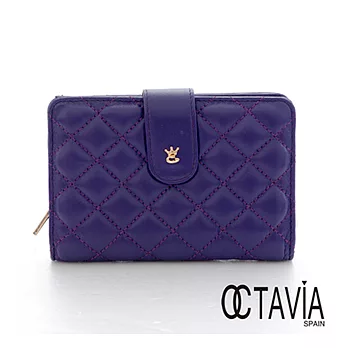 【Octavia 8 真皮】大菱格二折壓扣短夾 - 超紫