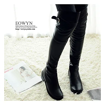 EOWYN。 韓系簡約顯瘦修飾拉鍊扣環長筒靴/黑色38/EX1724-422(現貨)38黑色38