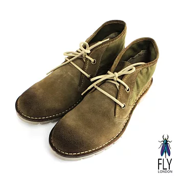 Fly London(男)★沙漠旅途 反毛皮與布面中筒休閒靴 - 41仙人掌綠