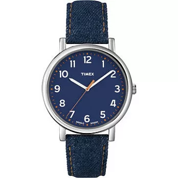 【TIMEX 】復刻牛仔丹寧個性時尚腕錶-冷光系列(藍 TXT2N955)