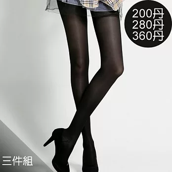 足下物語 200+280+360丹輕盈美腿襪3件組(S-XL)S黑黑黑