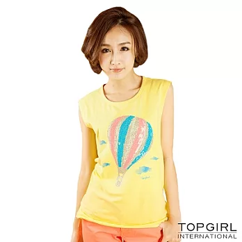 【TOP GIRL】夢想氣球無袖圓領背心-女S粉嫩黃