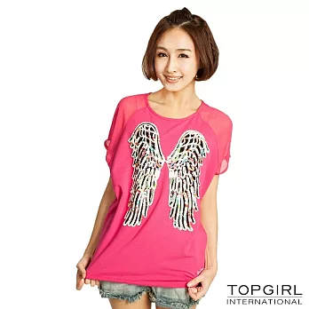 【TOP GIRL】天使之翼造型圓領T-女S甜蜜桃