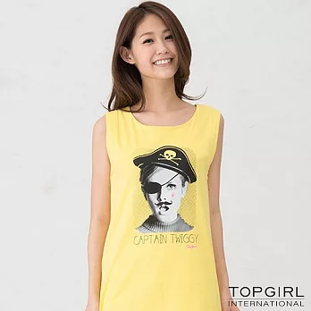 【TOP GIRL】CAPTAIN TWIGGY長板圓領背心-女S粉嫩黃