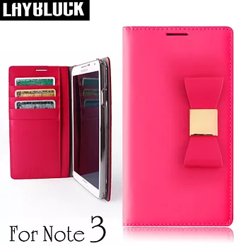 LAYBLOCK Ribbon Classic Samsung Galaxy Note3 手工真皮蝴蝶結保護套-粉