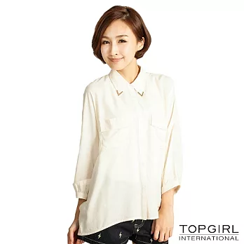 【TOP GIRL】都會女郎寬版造型襯衫-女S經典白
