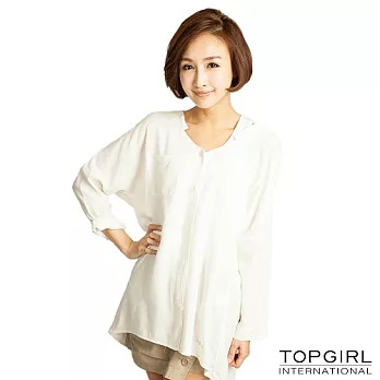 【TOP GIRL】甜蜜女孩寬版造型襯衫-女S經典白