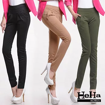 長褲 寬鬆哈倫褲鬆緊腰鉛筆褲 三色-HeHa-29(軍綠)
