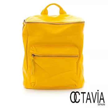 【Octavia 8 真皮】ME IS ME 做自已牛皮金屬拉鍊後背包 - 厲害黃厲害黃