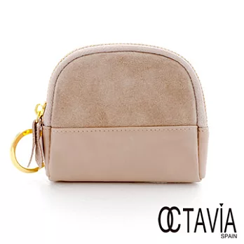 【Octavia 8 真皮】小日子 麂皮拼接零錢鑰匙包 - 絨灰絨灰