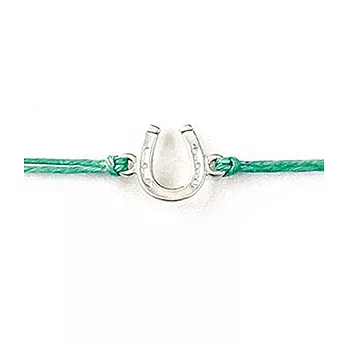 Dogeared 許願手鍊 925純銀 幸運馬蹄 LUCKY HORSESHOE 薄荷藍棉繩