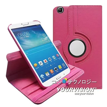 Samsung GALAXY Tab3 8.0 T3100 T3110 可旋轉多功能皮套(可喚醒、休眠)_桃紅