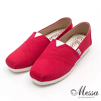 【Messa米莎】 (MIT) 街頭原色拼接帆布輕便休閒鞋 - 二色37紅色