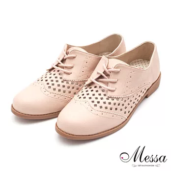 【Messa米莎】(MIT)夏日學院風方格內真皮鏤空牛津鞋-三色36粉紅色