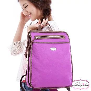 【a Lady ’s真皮】超輕馬卡龍色系多隔層後背包(薰衣草紫)