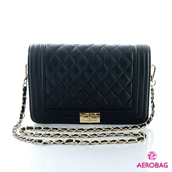 AEROBAG - LADY’S 小香菱格雙鍊條包 - 黑黑