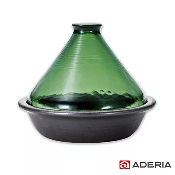 【ADERIA】日本進口透明玻璃萬古燒塔吉陶鍋(綠)