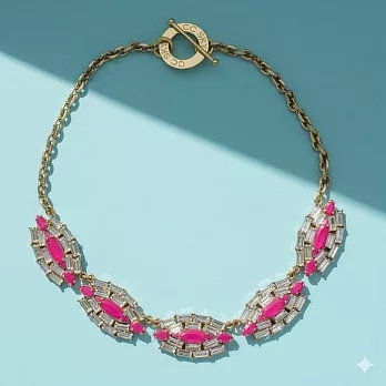 CC SKYE Queen Rebel方鑽金項鍊-螢光桃紅 附原廠禮物盒螢光桃紅