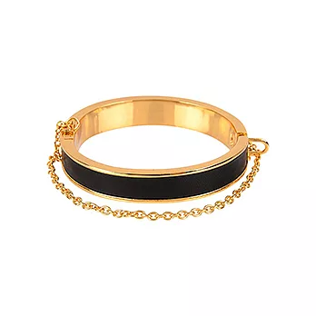 CC SKYE Mi Corazon Bracelet 扣環金鍊造型 黑皮革手環 附原廠禮物盒