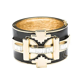 CC SKYE Deco Cuff 黑金琺瑯 方鑽造型 寬版手環 附原廠禮物盒