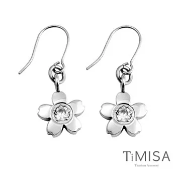 TiMISA《櫻花(S)》-三色 純鈦耳環一對透亮白