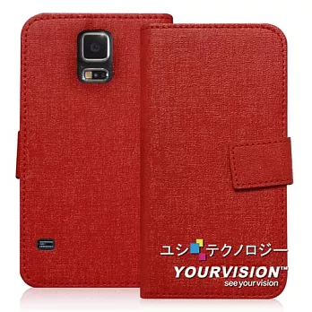 Samsung GALAXY S5 i9600 G900 歐風簡約款側開立式皮套(附名片、鈔票匣)_優雅紅