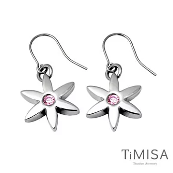 TiMISA《花漾年華-晶鑽版》-四色 純鈦耳勾一對甜心粉