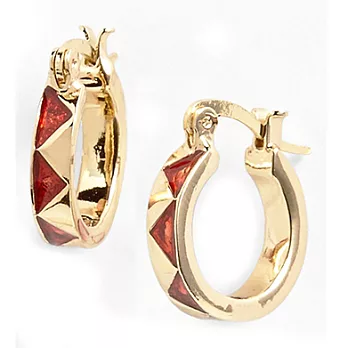 House of Harlow 1960 迷你圓金色耳環 紅色琺瑯 Mini Huggies