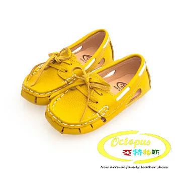 Octapus悠閒城市牛皮豆豆鞋-芥末黃小童款15芥末黃