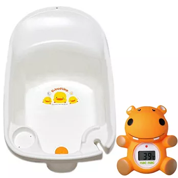 黃色小鴨 新生兒多功能浴盆+寶貝可愛 Nac Nac 兩用電子溫度計(白色)