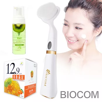 BIOCOM奈米深層震動潔顏刷 贈SOC鮮果泡泡潔顏慕斯或果腹滿足(隨機)