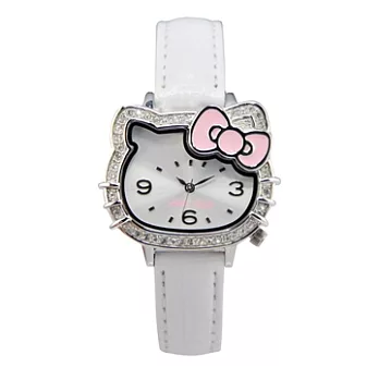 【HELLO KITTY】凱蒂貓璀璨晶鑽蝴蝶結腕錶 (白 LK620LWWW-S)